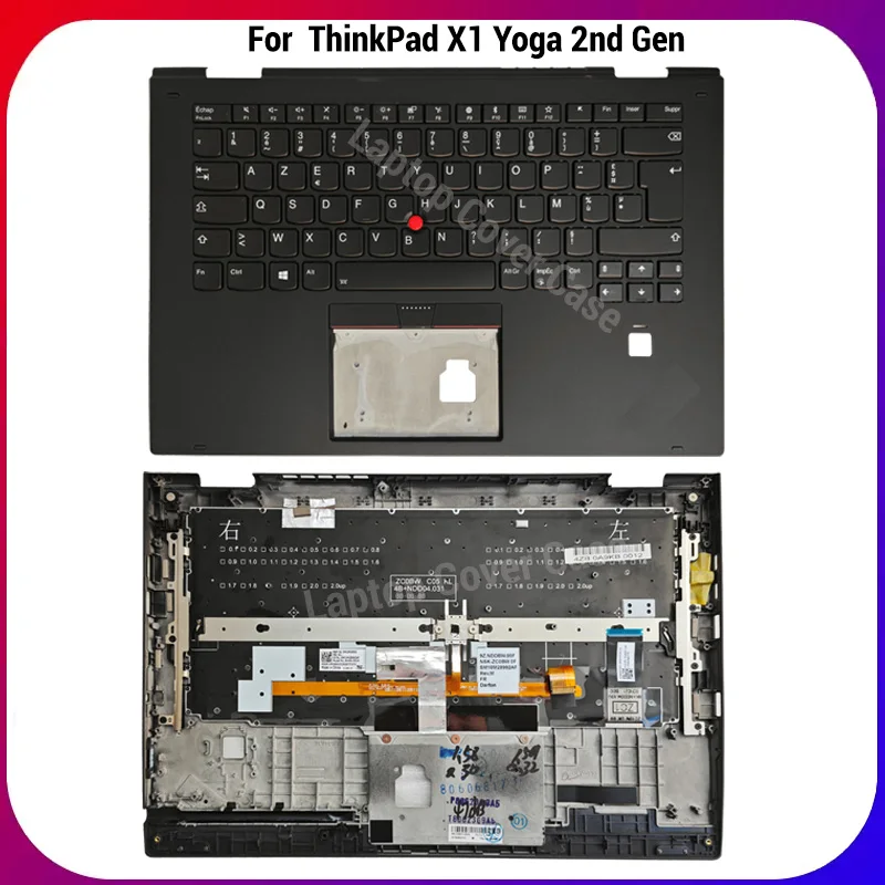 

NEW for ThinkPad X1 Yoga 2nd Gen French Backlit Keyboard Palmrest Upper Case