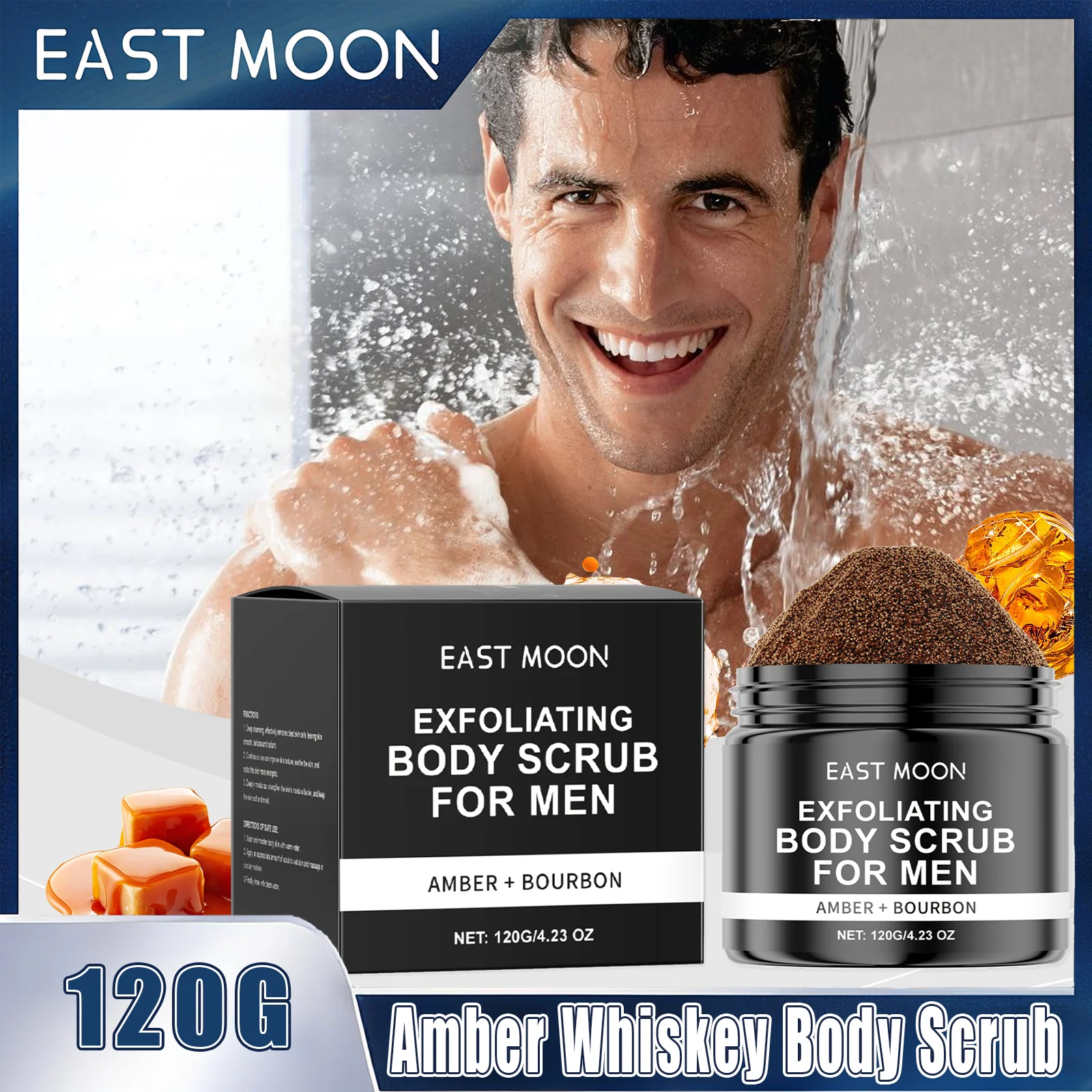 Exfoliante corporal con sal marina de caramelo, exfolia las células de la piel muerta, hidrata y nutre profundamente, limpia los poros, exfoliante de baño para hombres