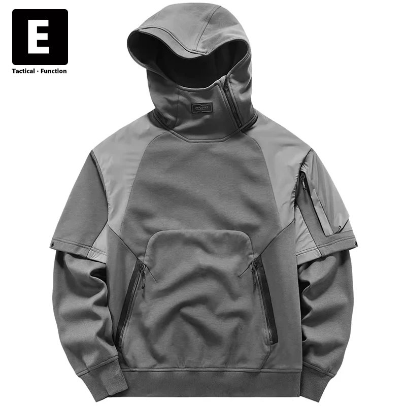 Techwear Men Streetwear Hoodies Spring Autumn Black Hoodies Male Design Hooded Sweatshirt Function