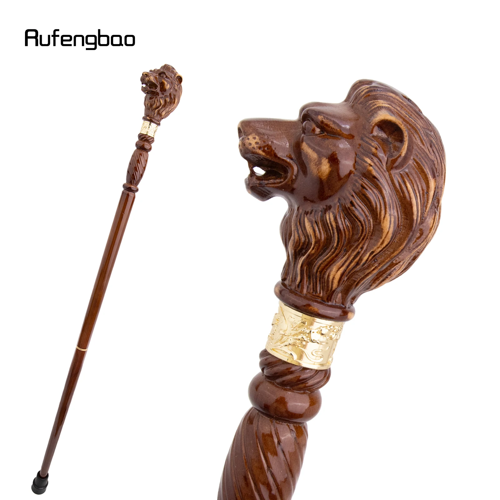 

Lion Tiger Brown Wooden Fashion Walking Stick Decorative Vampire Cospaly Party Wood Walking Cane Halloween Mace Crosier 95cm