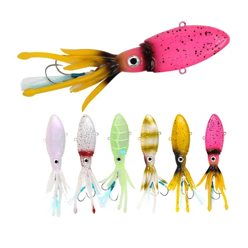 Imagen 1 del producto Gran juego luminoso UV TPR pulpo calamar mar agua salada con gancho de alta gama Jigging Señuelos de pesca cebo comprar calamar VIBE señuelo Trex