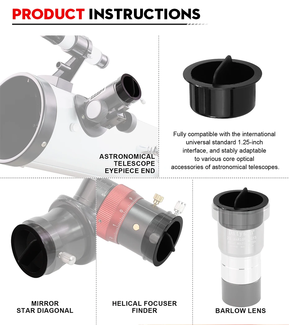 Datyson 1,25-Zoll-Objektiv-Staubkappe für astronomische Teleskope, Zenith-Spiegel, Barlow-Linsen und andere weibliche Anschlüsse # DT315 – Detail 3