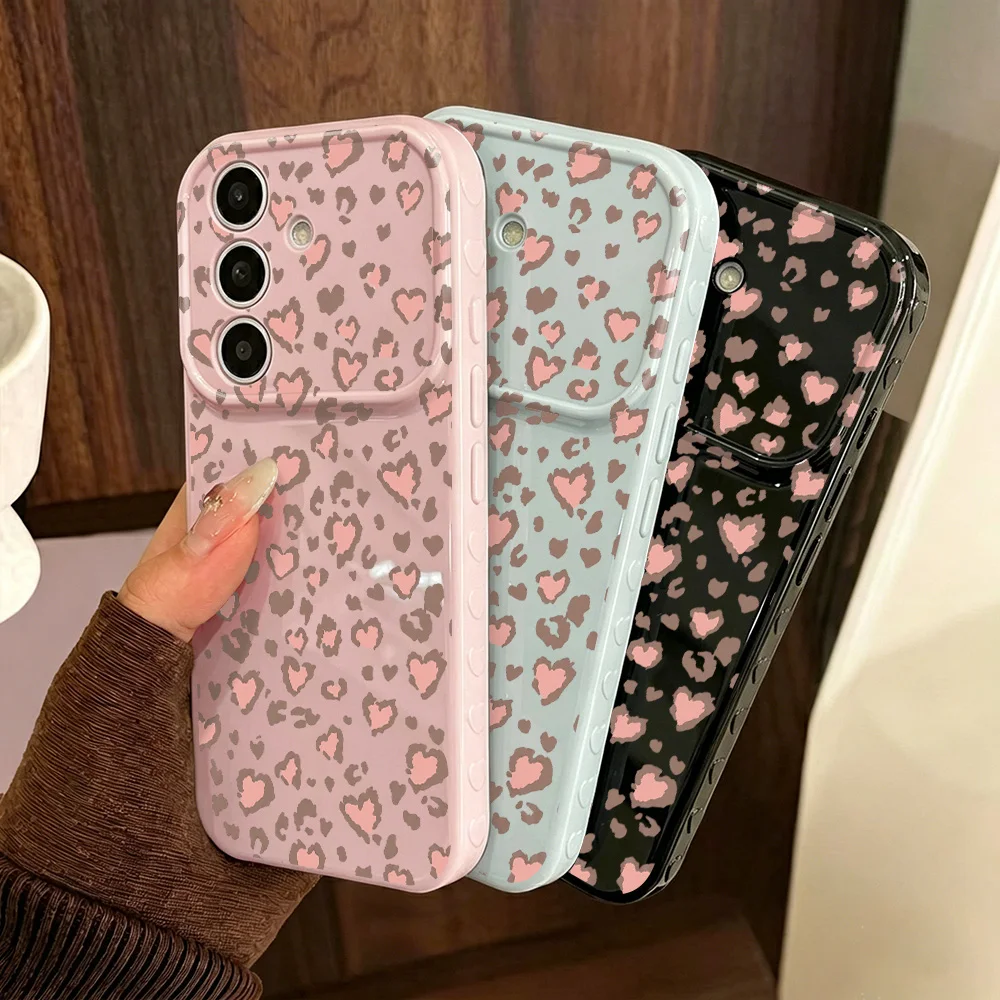 Luxury Leopard Phone Case For Samsung A57 A56 A55 A54 A07 A17 A37 A27 A36 A35 A16 A06 A05S Soft Cover Bumper Love Side Butten