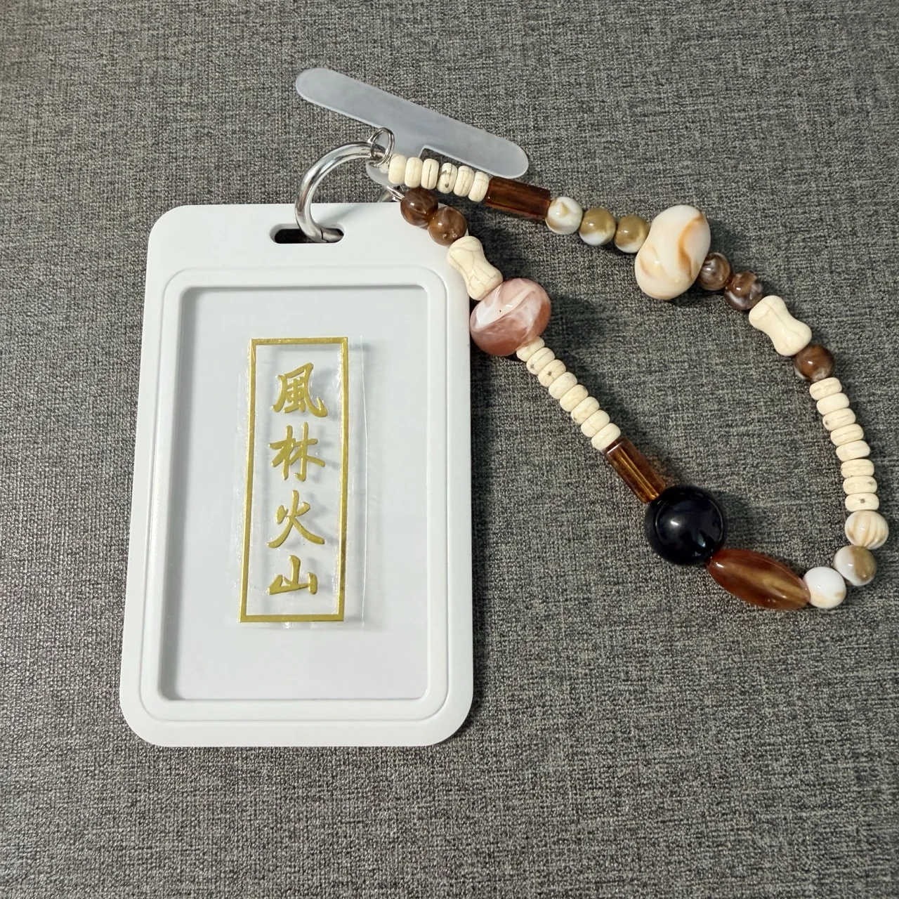 Elliptical Stone Buddha Pattern Metal Phone Sticker Lanyard Anti-lost Lucky Card Holder