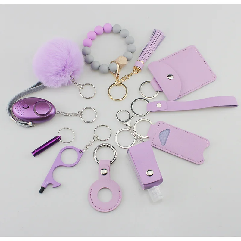 Safety Keychain DIY 11pcs Self Defense Security Keychain Set With Personal Alarm Protective Keychain Accessories For Women Girls