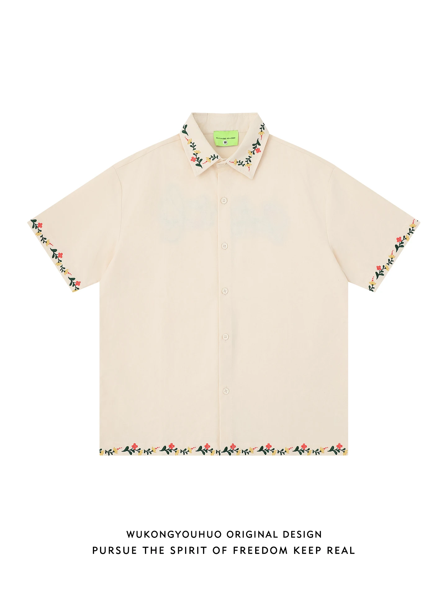 

Loose Men's ort Sve irt Floral Embroidery American Design Summer Casual Wear for Couples Youth ular Sle