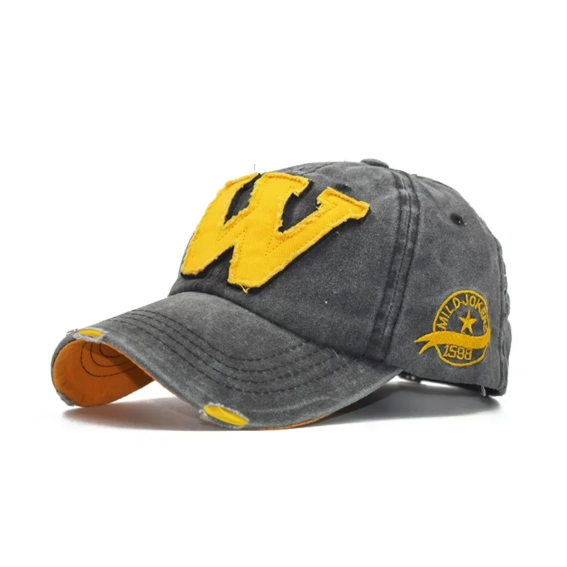 Baseballkappe mit besticktem Buchstaben W, Snapback-Kappen, Knochenkappe, Distressed-Look, passgenaue Kappe für Herren, individuelle Hüte – Detail 7