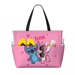 Custom Kiss Stitch Angel Beach Tote Bag Women Cute Big Compartment Gym Beach Travel Bags