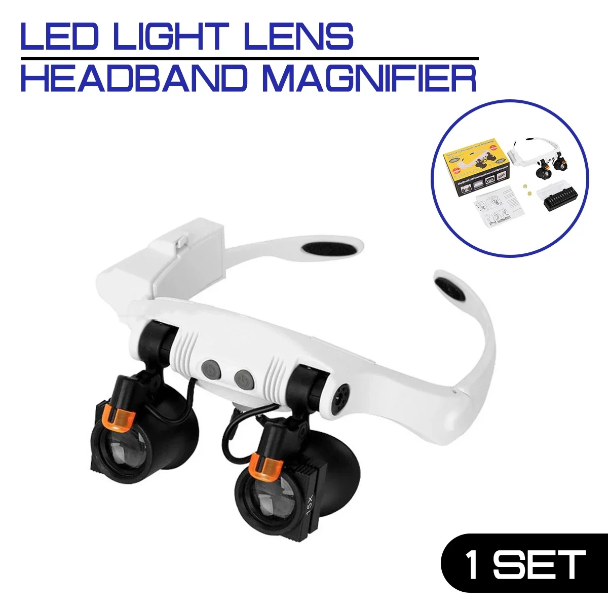 Magnifier Head-mounted Glass LED Magnifying Glasse LED Light Lens Magnifying Glasses Adjustable Headband Watch Maintenance Loupe