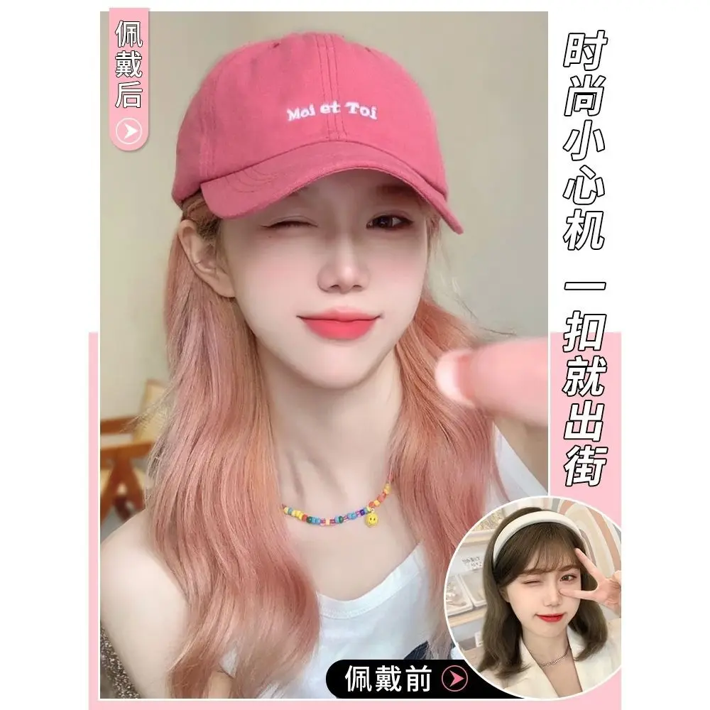 Synthetic Long Hair Wig Hat for Women Baseball Cap Attached Lightweight Full Head Covering Fashion Trend Daily Wear Casual