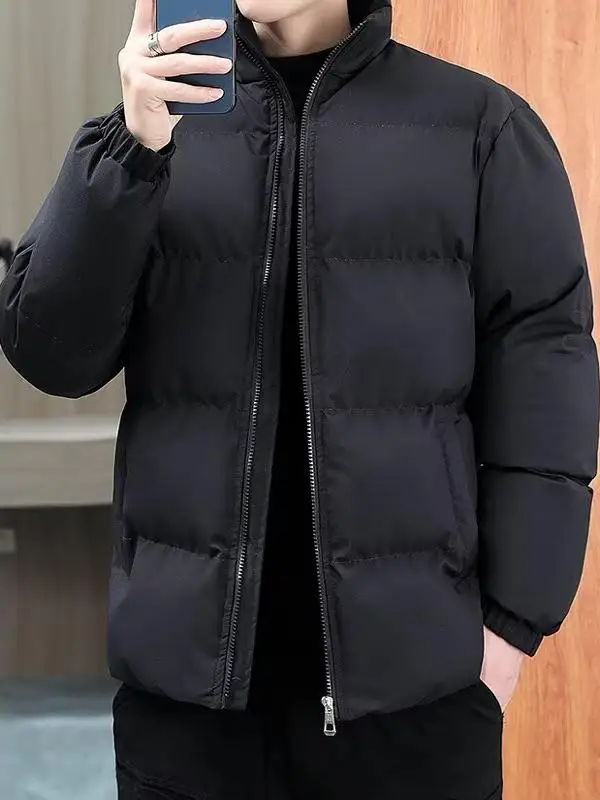 

Мужская утепленная хлопковая куртка на молнии с длинными рукавами, зимняя повседневная молодежная верхняя одежда, модное универсальное хлопковое пальто