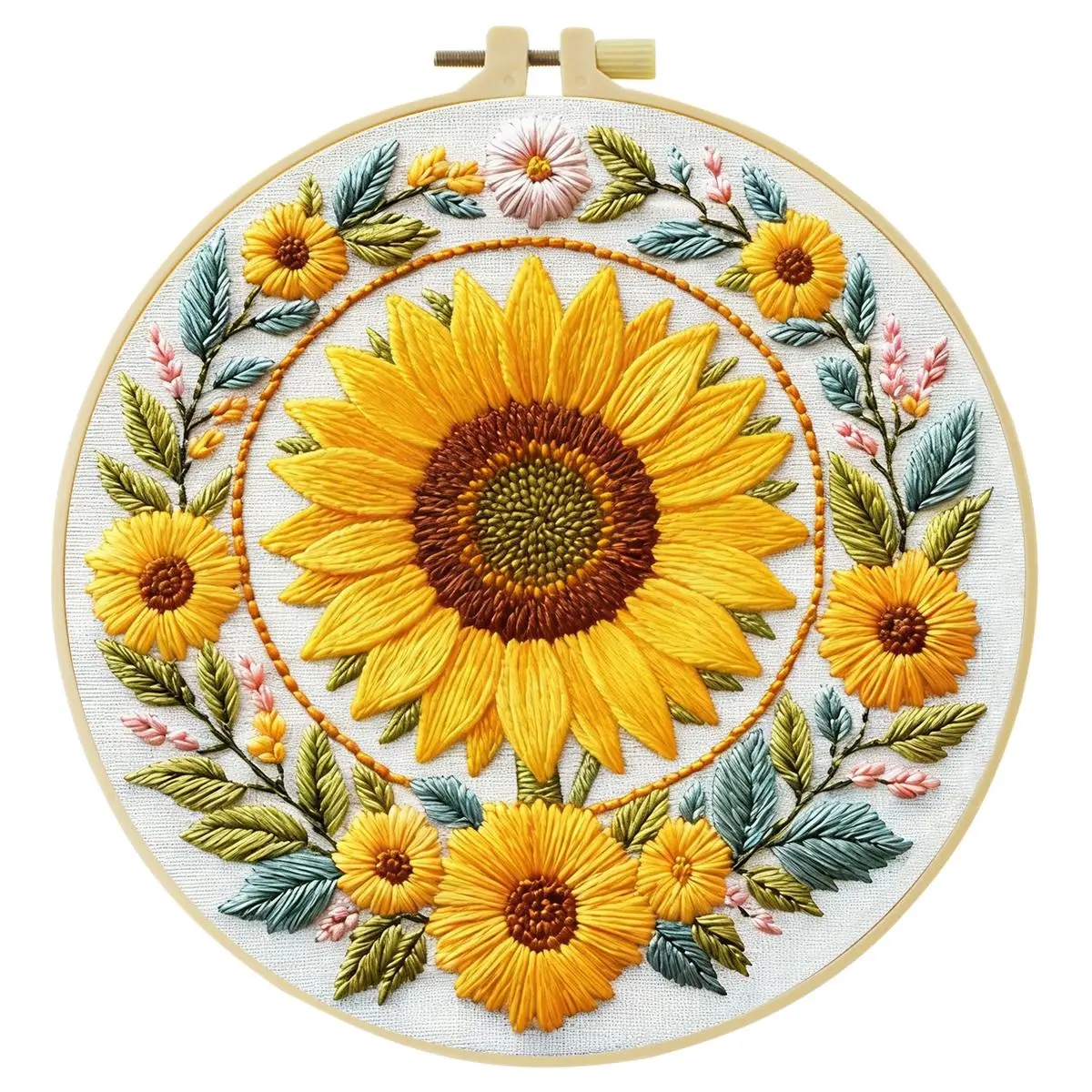 1 Stück 20X20CM/15X15CM 7,87/6,3 Zoll Sonnenblumen-Stickerei-Starter-Kit DIY-Kit DIY-Stickerei-Set Handarbeiten Malerei – Detail 1