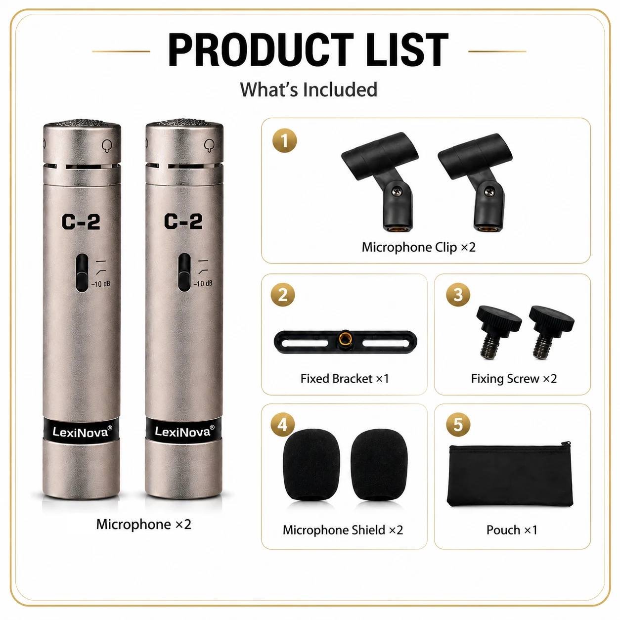 2-C / 614 Condenser Microphone Profissional Studio Instrument Mic 2 Pack for Drum Vocal Podcast Recording Microfone Condensador view 4