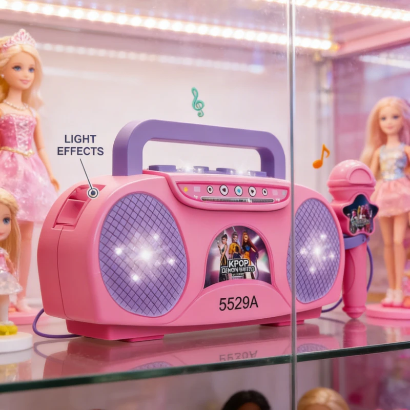 Kpop Demon Huntress Squad Kinderspeelgoedmicrofoon Oogverblindend 5-lichten Microfoon voor jongens en meisjes Speelliedjes Kerstcadeaus