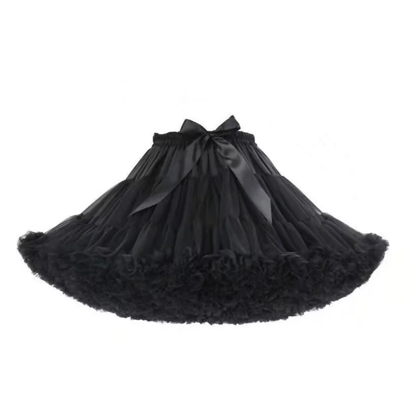 

White Black Crinoline Underskirt Skirt 2-layers Of Lace Petticoat Women Fluffy Tutu Skirt For Mini Skirt Rock Ladies Club Outfit