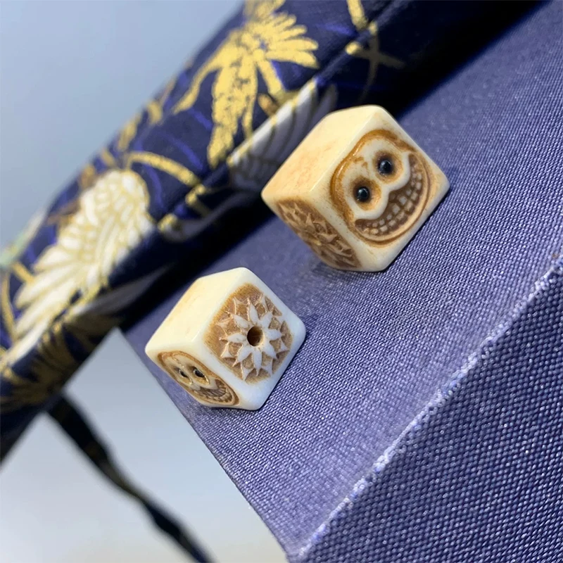 Handmade Skull Loose Beads Genuine Buckhorn Smiling Skeleton Bead DIY Jewelry Findings