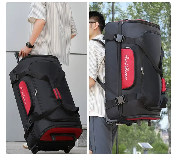Men Extra-Large Capacity Travel Trolley Bag Backpack Wheeled Luggage Clothing Storage Bag Waterproof Travel Rolling luggage Bags