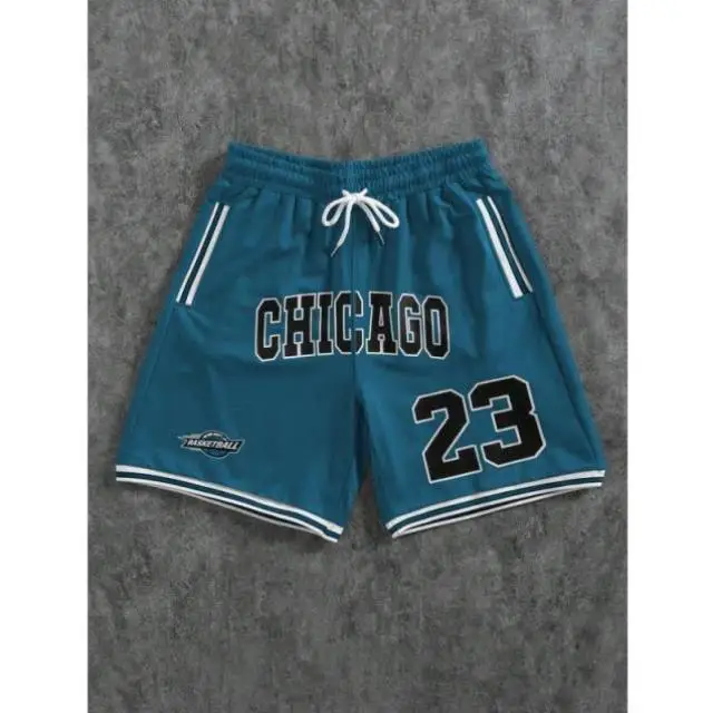 Men's Multi Color Chicago 23 Basketball Shorts Elastic Waist Drawstring Side Stripe Loose Fit Athletic Gym Summer Shorts for Men