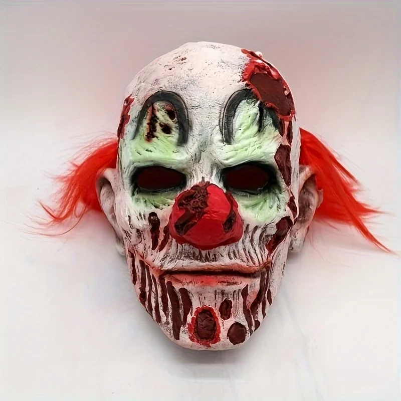 

Halloween Horror Evil Clown Mask, Scary Face Zombie Mask Adult Headgear Costume Prop Wounded Bloody Evil Mask for Party Cosplay