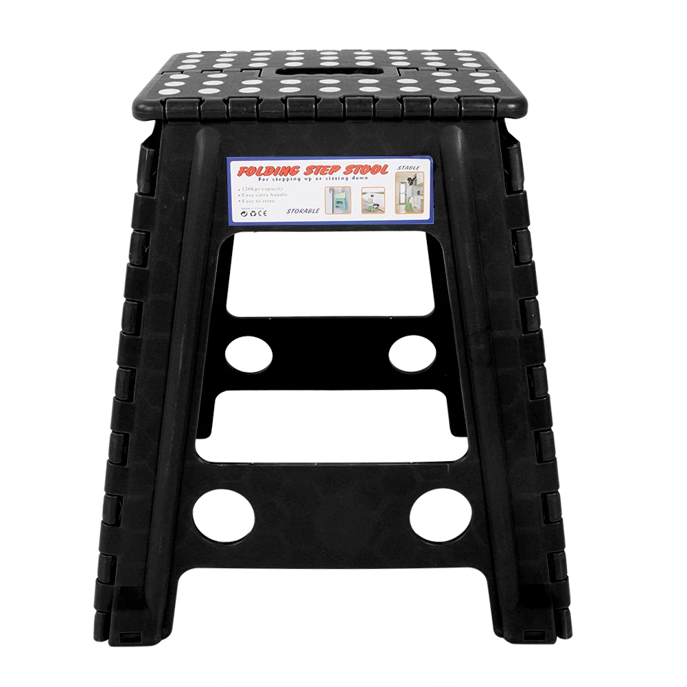 

Portable Stool Anti slip Stool Foldable Stool Black Living Plastic Dots Folding Step Stool Anti slip Foldable Adults Chair