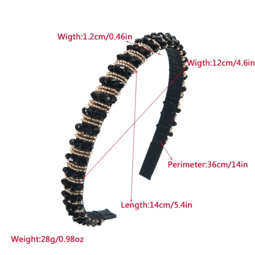 Kristallperlen-Haarreif für Damen, Handgefertigtes Strass-Haarband, Modisches Haarband, Funkelnder Haarreif, Haaraccessoires für den Alltag und Partys – Detail 1