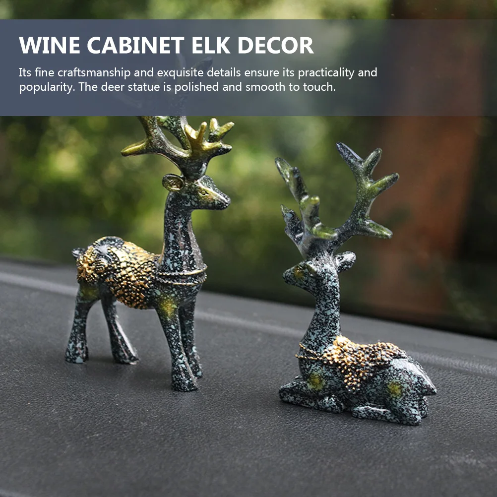 1 زوج الديكور الراتنج الأيائل مكتب منزلي زخرفة عيد الميلاد هدية الزخرفية الحرفية الدائمة تمثال غرفة المعيشة شرفة #2