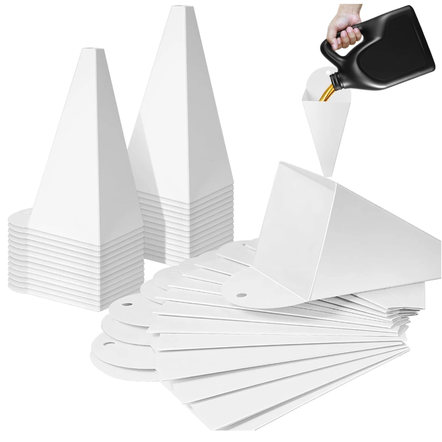 Lot de 50 entonnoirs jetables pour huile moteur, anti-débordement et anti-pénétration d'huile, outil de remplissage d'huile pour l'entretien automobile