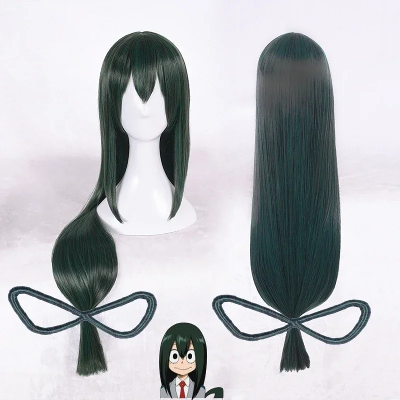 

80cm My Hero Academia Baku no Hero Asui Tsuyu Wig Dark Green Long Straight Cosplay Wigs Wig Cap