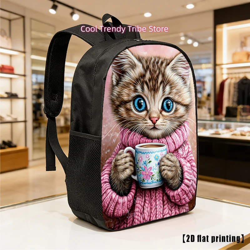 Cute Pink Cat Kitten Backpack Suitable for Hiking, Commuting & Laptop Bag - Large Capacity Bookbag with Adjustable Straps, Kitte