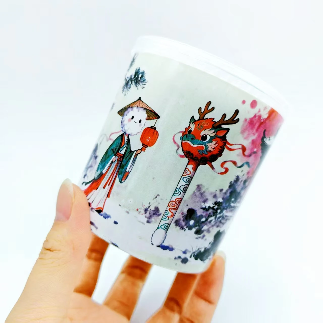 200개 앤티크 테마 패턴 면봉, 둥근 끝이 있는 흰색 청소용 면봉, 선물용 면봉