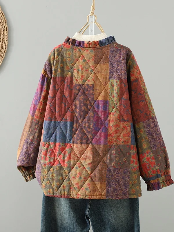 Abrigo de invierno para mujer, corte holgado, algodón, lino, oreja, musgo, encaje bordado, cuello de muñeca, suave, cómodo y versátil