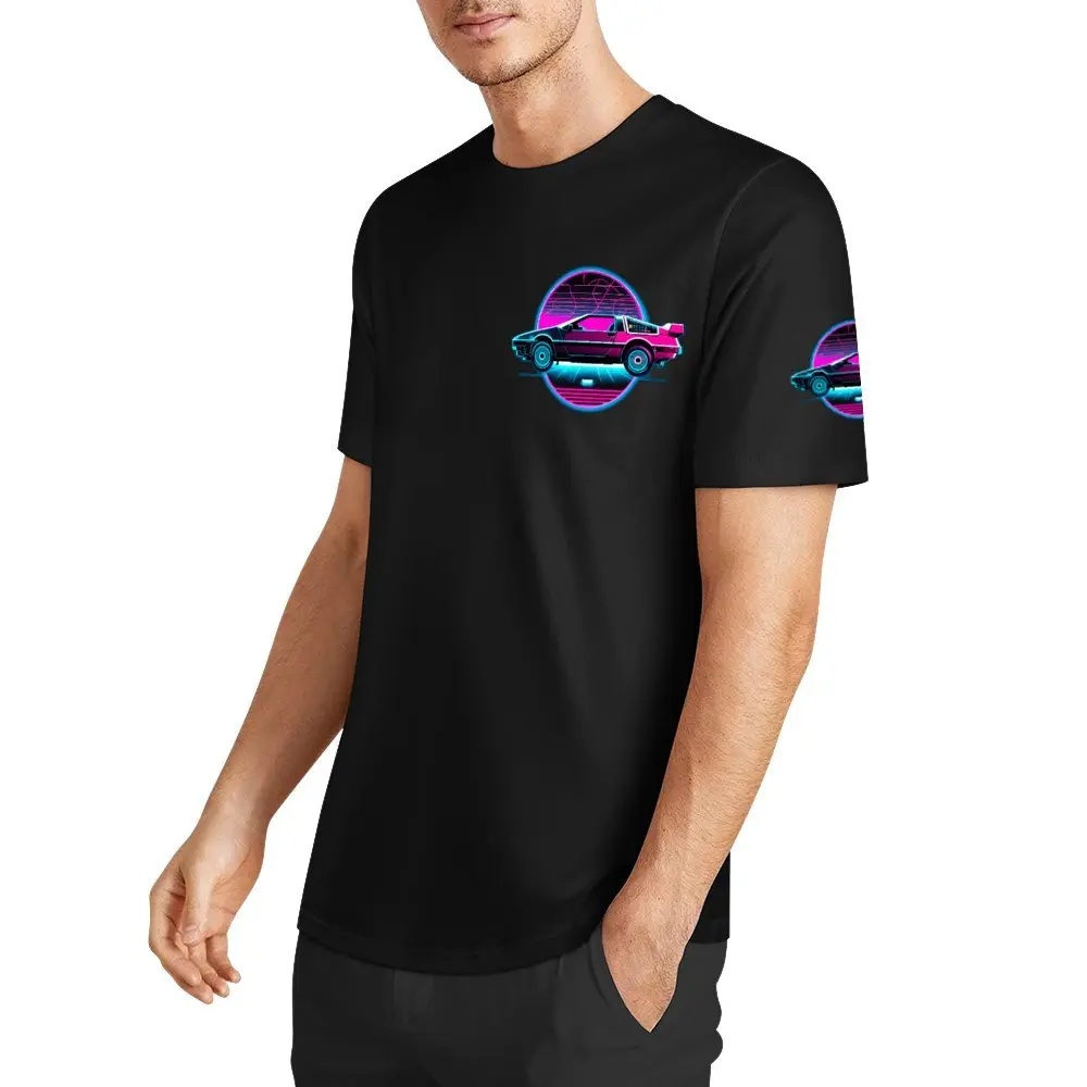 Vaporwave Delorean Essential For Sale Crewneck T-shirt Campaign Tshirt Graphic Geek Leisure USA Size