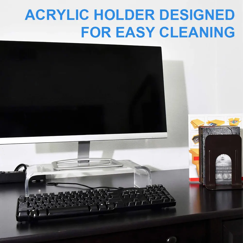 

Acrylic Monitor Stand Clear Monitor Riser Desk Computer Stand Laptop/PC/Multimedia Monitor Stand Office Supplies