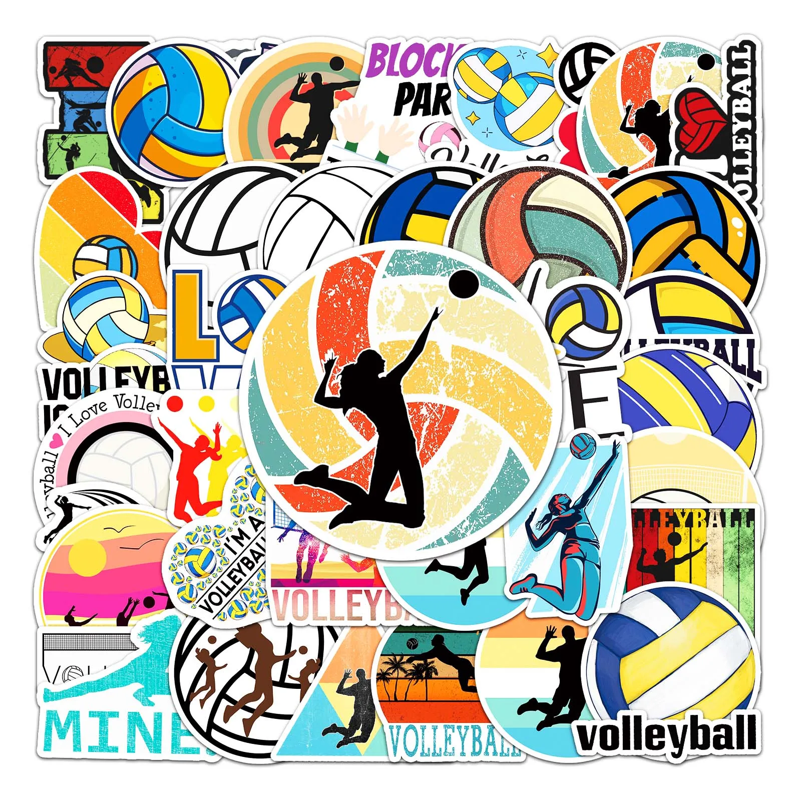 50Pcs Volleyball Series Cartoon Cute Waterproof Sticker Skateboarding Snowboard Retro Vinyl Sticker