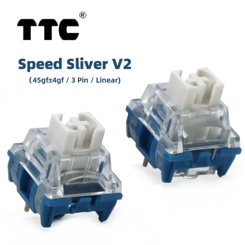 TTC Speed Silver V2 DIY Custom Gamer Mechanical Keyboard Linear Switch 45gf 3Pin RGB SMD Hot Swap Switches Miscontact Prevention