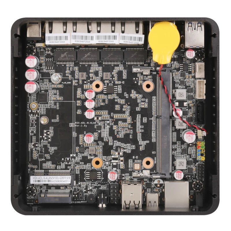 Mini-pc zonder ventilator, Intel N100 Soft Router, 4xi226-V, 2.5GDDR4,2x USB3.0,2 x NVMe,2 x SATA, pfSense Firewall-apparaat