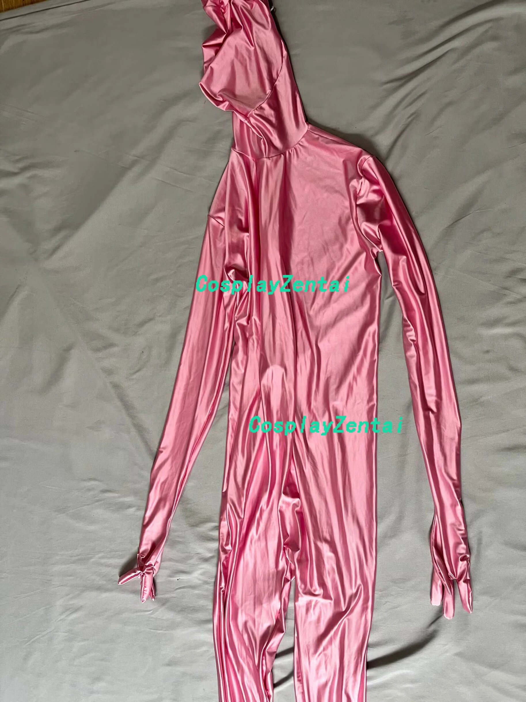 Glänzende Helle Schwarz/Rosa/Grün/Silber/Weiß Hohe Qualität Spandex Zentai Bodys Halloween kostüme Frau/männer Zentai Catsuit