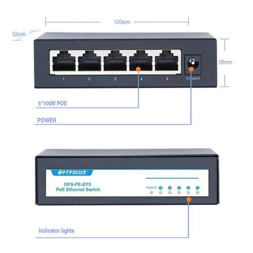 Imagen 2 del producto OPTFOCUS 48V POE interruptor Ethernet activo 100M 1000Mbps 802.3af 802.3at ethernet hub splitter derivación potencia Gigabit interruptor hub PoE