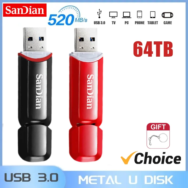 Sandian USB-Flash-Laufwerk 64TB Hochgeschwindigkeits-Transfer-Stick 32TB wasserdichte Speicher geräte mit großer Kapazität für Computer