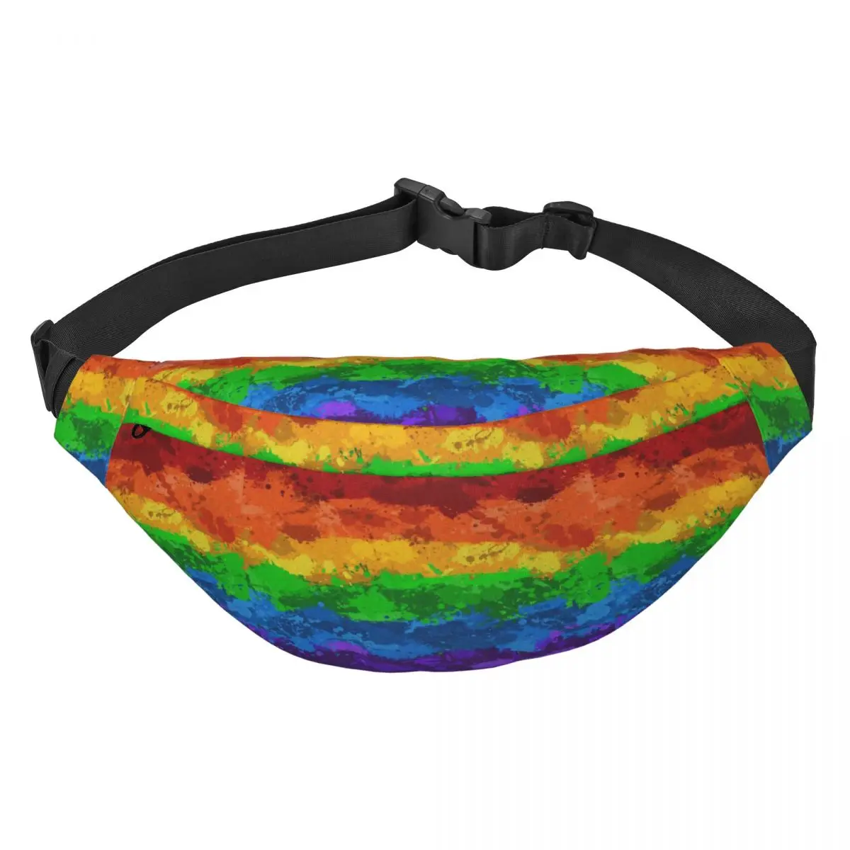 

LGBT Rainbow Paint Splatter Flag Fanny Bag GLBT Gay Lesbian Pride Sling Crossbody Waist Pack Travel Hiking Phone Money Pouch