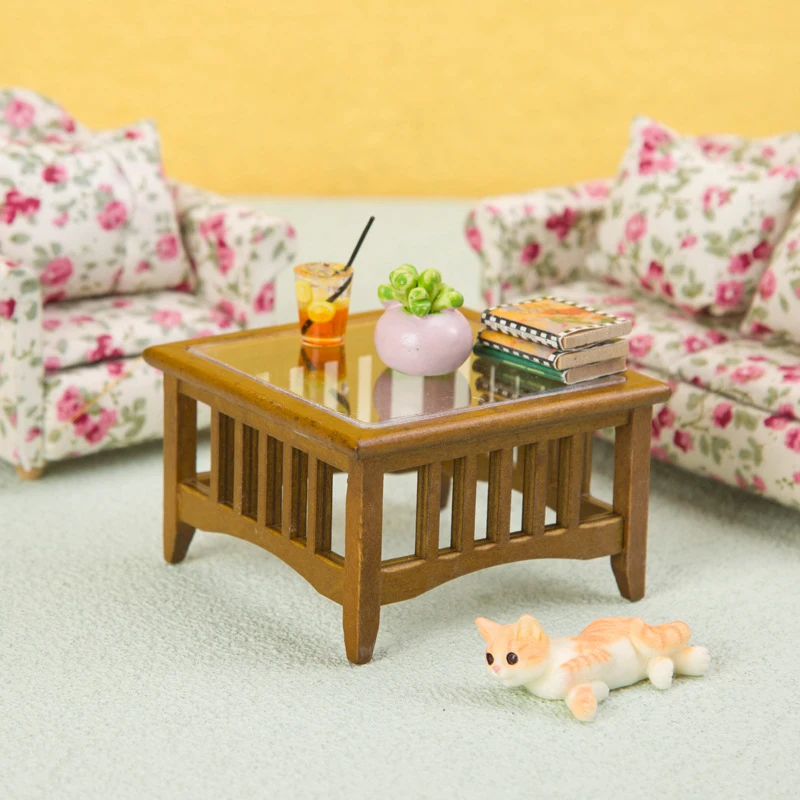 Dollhouse Miniature Furniture Acessórios, Simulation Tea Table Modelo, Dolls House, Decoração da sala, 1:12