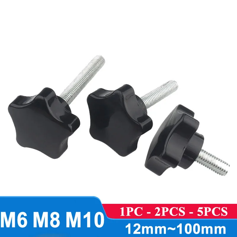 

1/2/5pcs M6 M8 M10 Star-Shaped Hand Knob Tightening Screw,Hand Tightened Bolt,Mechanical Knob,Thumb Screw Knobs with Bolts