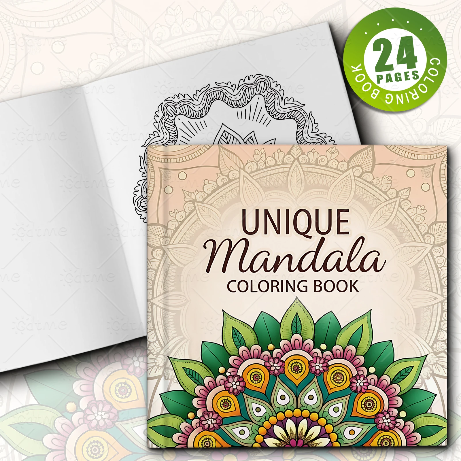 24-Page Floral Mandala Coloring Book for Adults - Relaxing Art Activity with Intricate Flower Designs, Perfect for Beginners