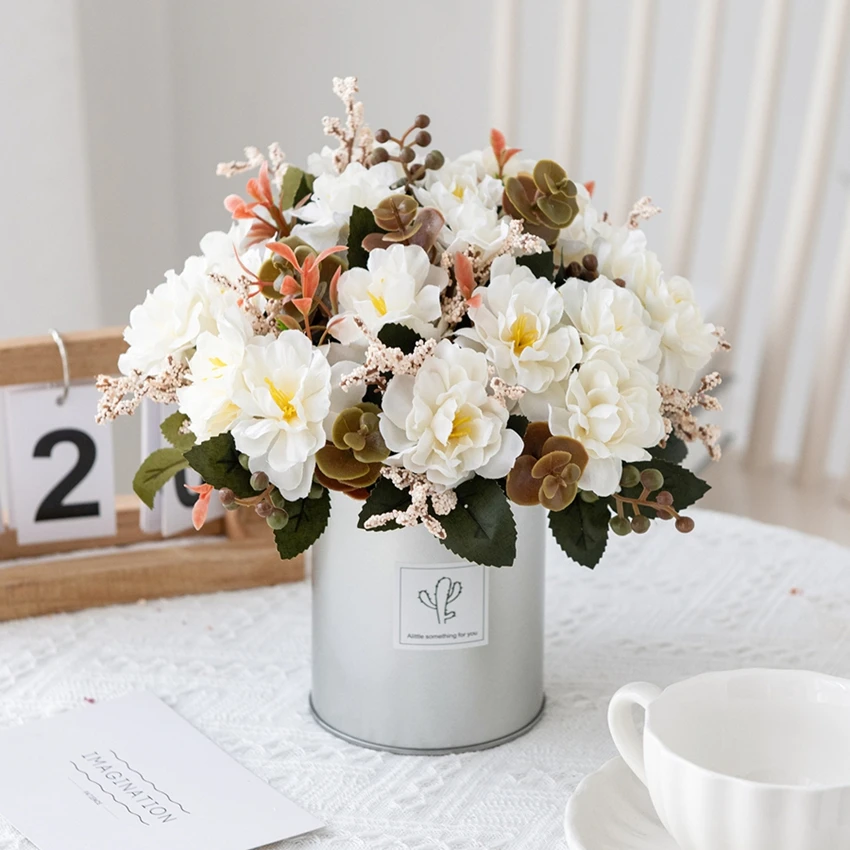 

Artificial Flowers Scrapbooking Silk Cherry Vase Home Room Table Outdoor Decor Wedding Yard Garden Bouquet Diy Festival Wreath