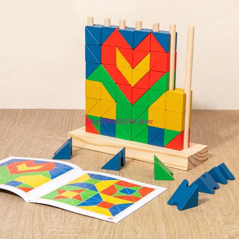 幼児および幼稚園のための天然木の三角形の積み重ねブロック-stem-の学習のおもちゃ