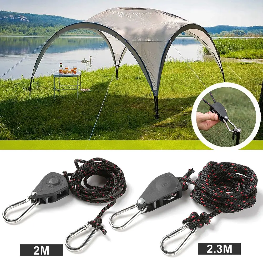 

Rope Tensioner Pulley Adjuster Rope Ratchet Tent Lanyard Pulley Outdoor Pulley Adjuster Rope Hanger Adjutsable Rope Hanger