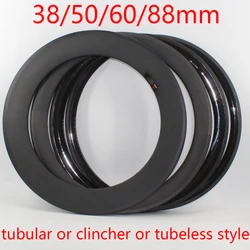 Newest 700C Road Bike Glossy Matt UD 3K 12K full carbon fibre Bicycle wheels carbon tubular clincher tubeless rims V Disc brake