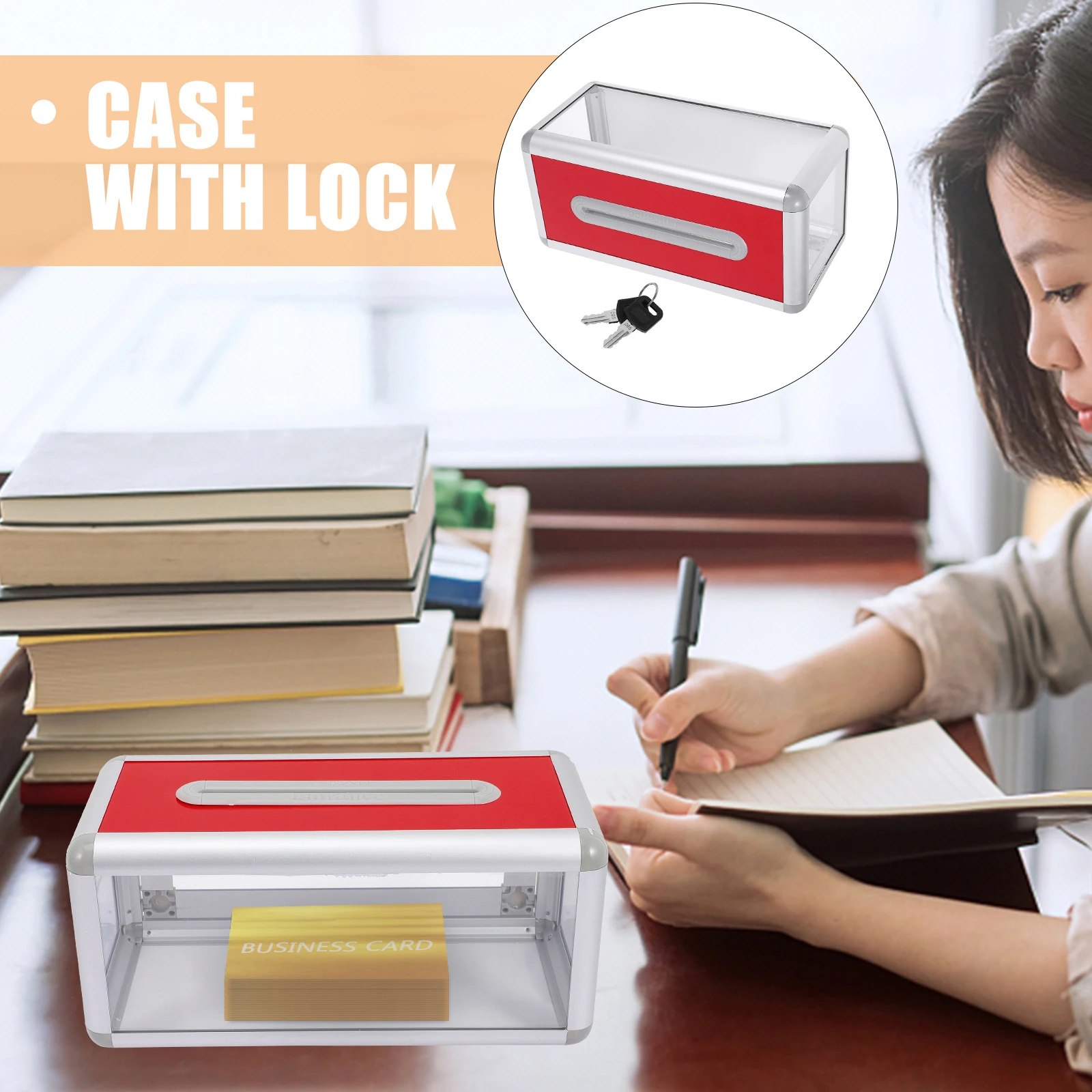 

Premium Business Card Storage Box Multi-Function Holder Fiber Baking Varnish Office Accessory Convenient for Company