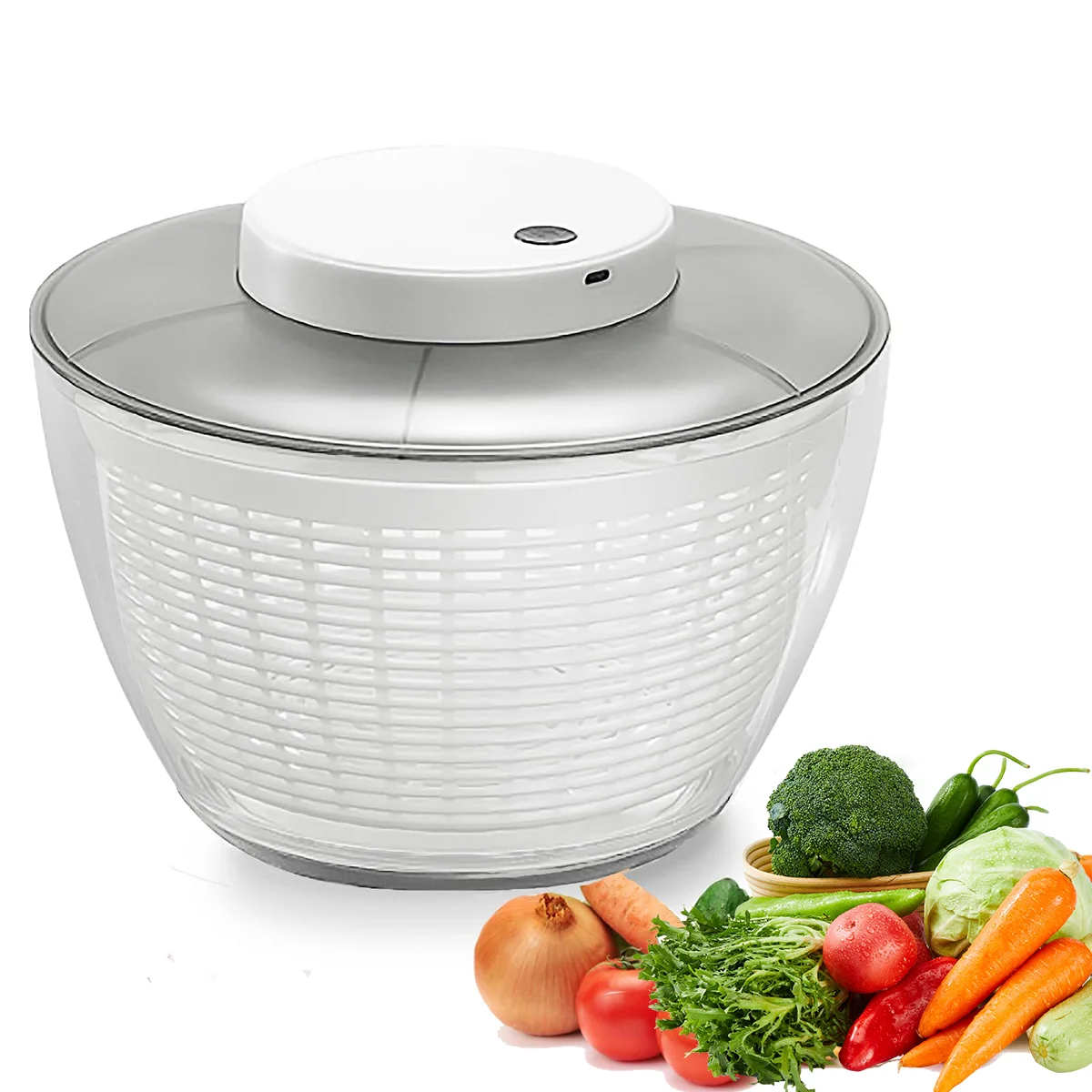 Leeseph Electric Salad Spinner, Fast Vegetable Drying, Kitchen Vegetable Dryer and Salad Dryer for Vegetables, Noodles, Fruits