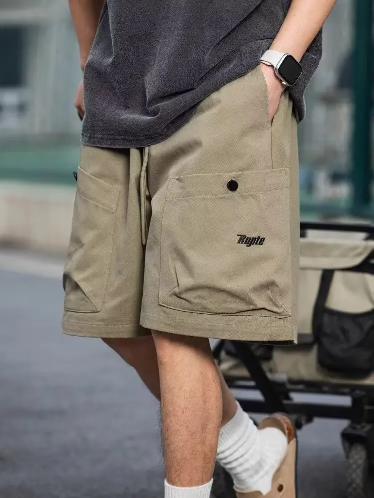 Retro Large Pocket Work Shorts Men's 25 Summer New High Street Loose American Letter Embroidered Five-point Casual Pants Top